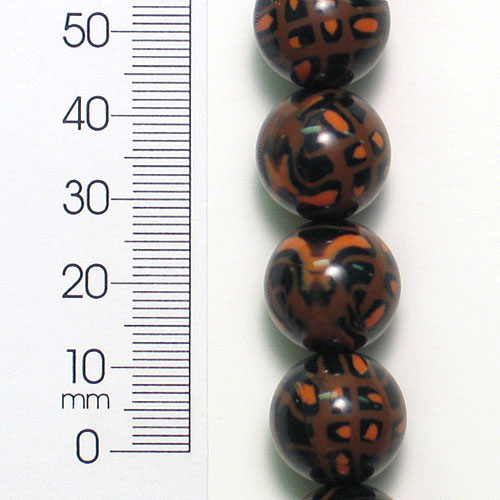 16mm x 16mm Round Painted Fashion Bead 8 Inch Strand - BD53628  - Multi Colors