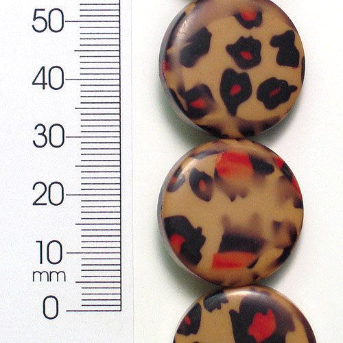 Animal Print Button Fashion Bead 8 Inch Strand   - Multi Colors