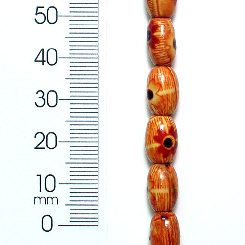 Oval Fancy Wood Beads - Dark Brown - 8x12mm - 2 x 8" Strand  - Natural