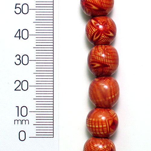 Round Fancy Wood Beads - Dark Brown - 12mm - 2 x 8" Strand  - Natural