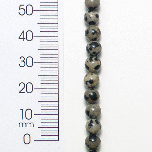 Dalmatian Jasper 6mm Round Beads 8" Strand  - Natural