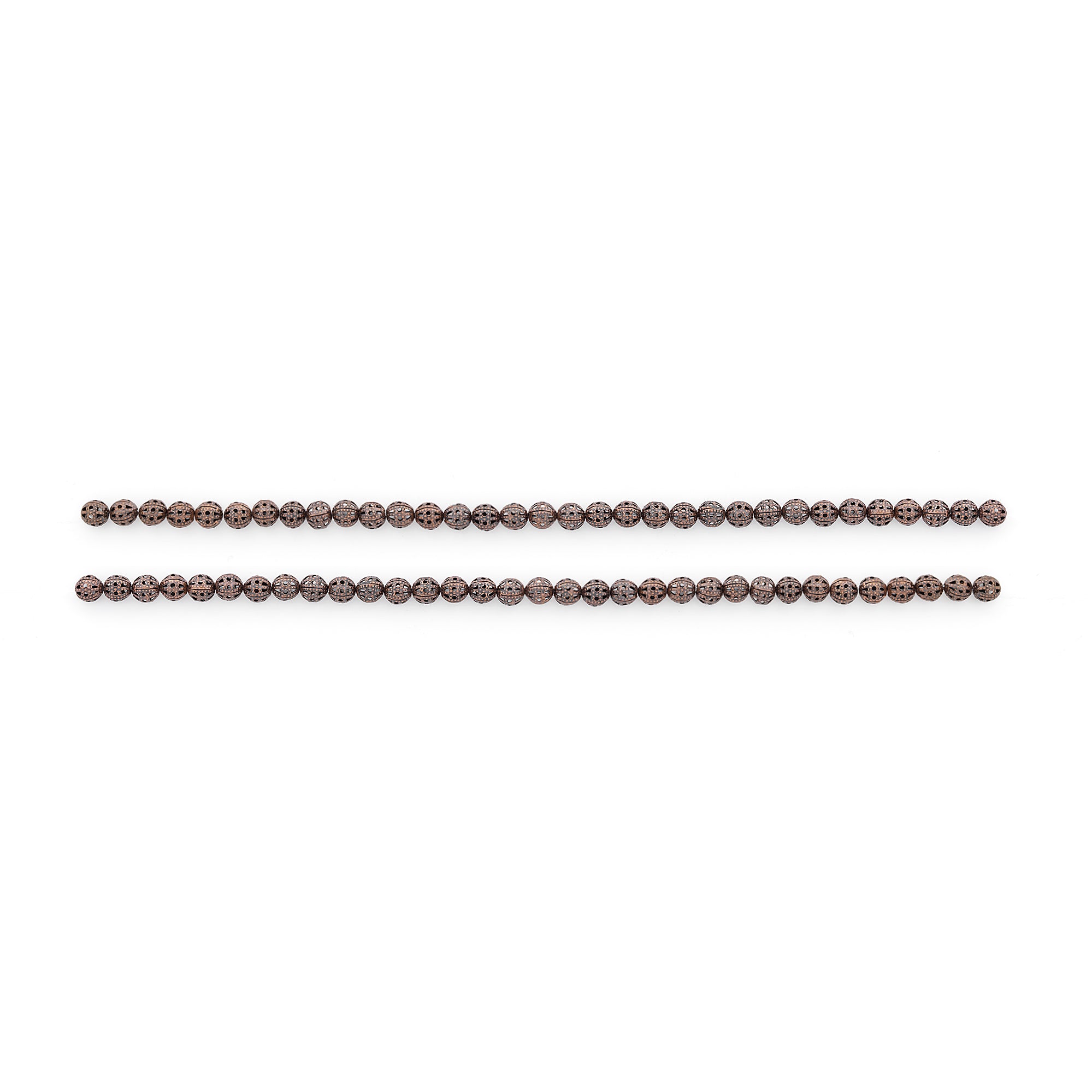 Filigree Metal 6mm Round Beads 16"Strand (62-66 pcs) - Copper Finishr