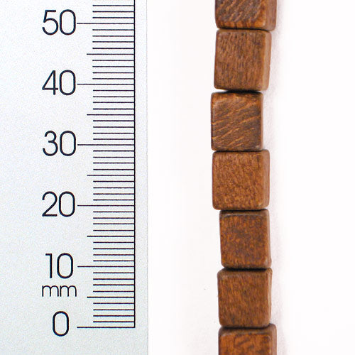 Wood Beads 9mm Cube Drk Brown 2/8" Str  - Natural