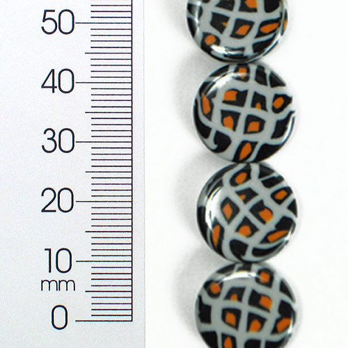 17mm x 17mm Tribal Print Acrylic Bead 8 Inch Strand   - Multi Colors