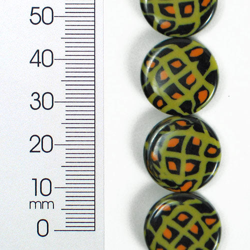 17m x 17mm Tribal Print Acrylic Bead 8 Inch Strand   - Multi Colors