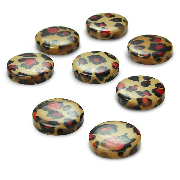 Animal Print Acrylic Bead 8 Inch Strand   - Multi Colors