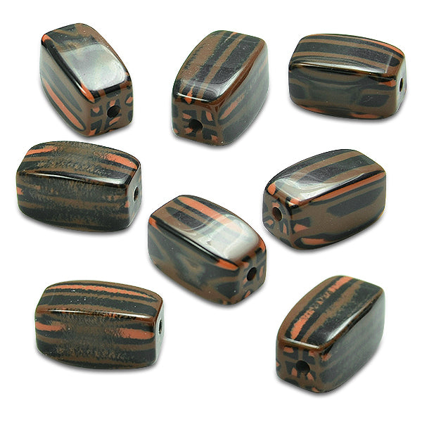 24mm x 18mm Tribal Print Acrylic Bead 8 Inch Strand - Multi Colors Acrylic & Resin Beads