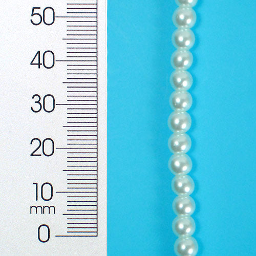 4mm x 4mm Round Pearl Glass  Bead 8 Inch Strand Pack of 3