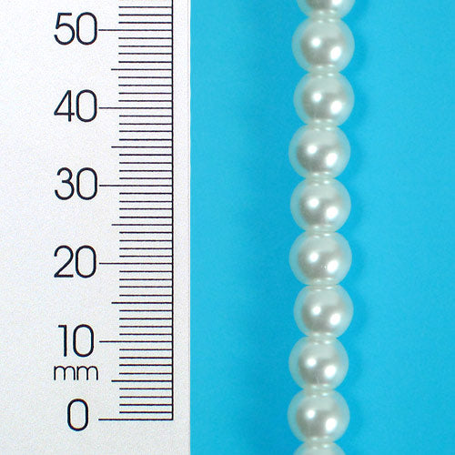 6mm x 6mm Round Pearl Glass  Bead 8 Inch Strand Pack of 3