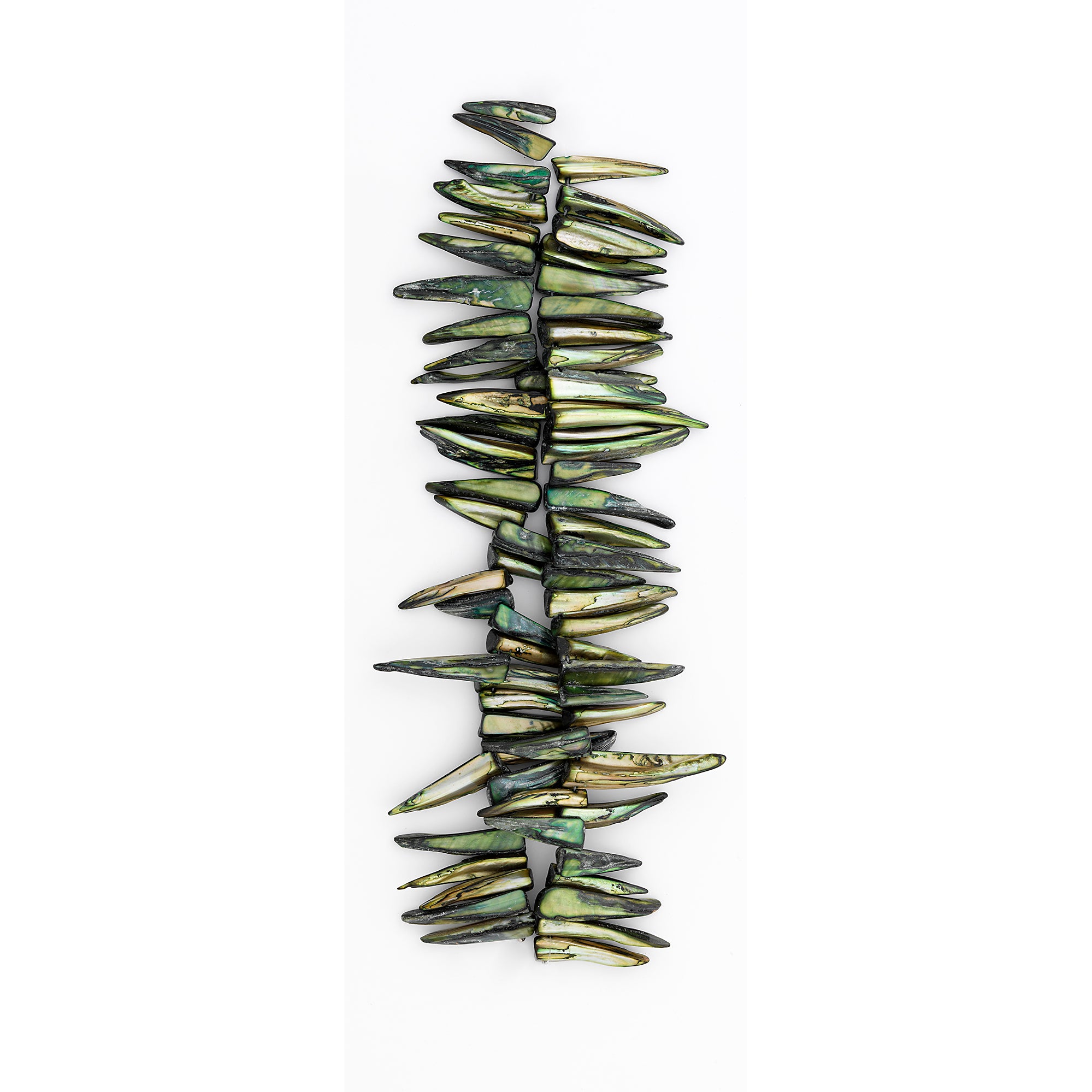 Sea Shell Spike Beads 16" Strand (62-66 ) Hand Crafted Tinted Olive   - Natural