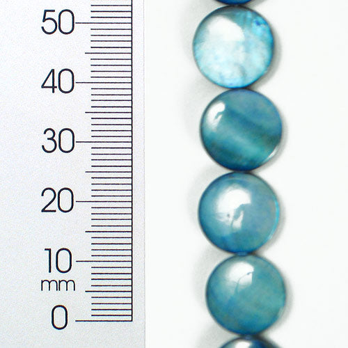 Tinted Shell 12mm Round Blue 2x8" Strand                   - Natural