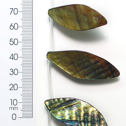 Sea Shell Hand Crafted Leaf Shape 15mm x 45mm Beads (16 pcs)    - Natural