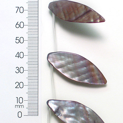 Sea Shell Hand Crafted Leaf Shape 15mm x 45mm Beads (16 pcs)    - Gray