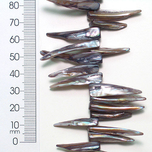 Sea Shell Spike Beads 16" Strand (62-66 ) Hand Crafted Tinted Gray           - Natural