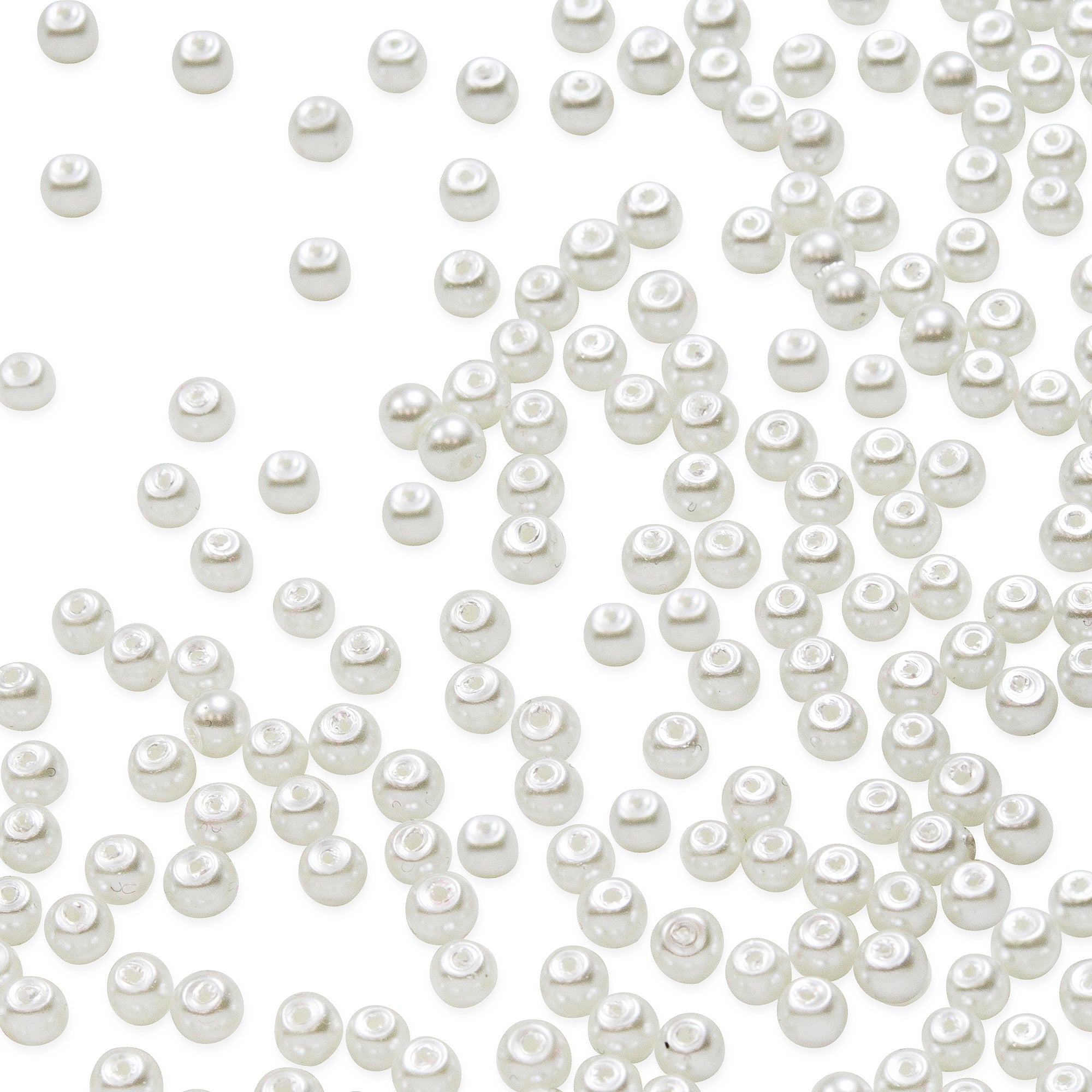 4mm White Glass Pearl Beads - 200 on 30-Inch Strand