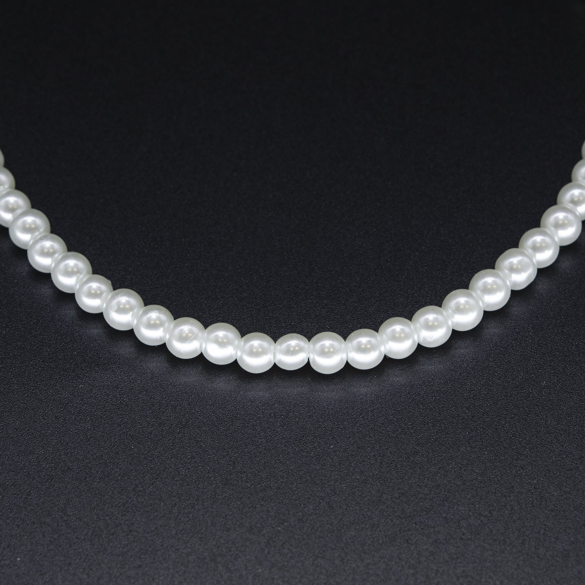 6mm White Glass Pearl Beads - 140 on 30-Inch Strand