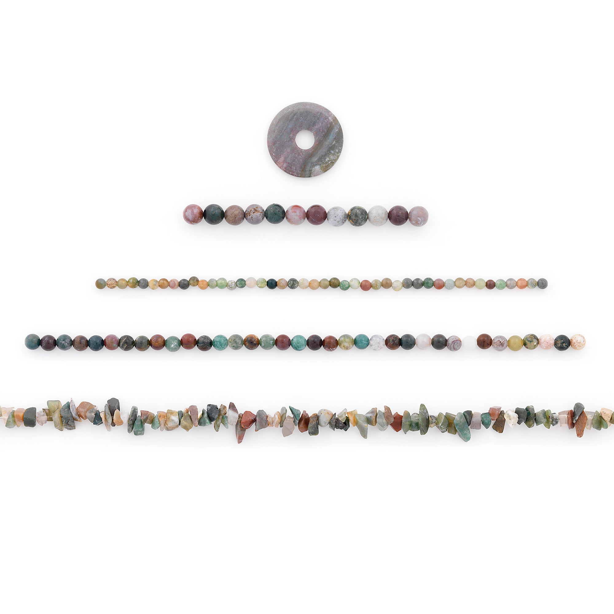 Indian Agate Natural Gemstone Beads Collection Value Pack  - Gray Multi