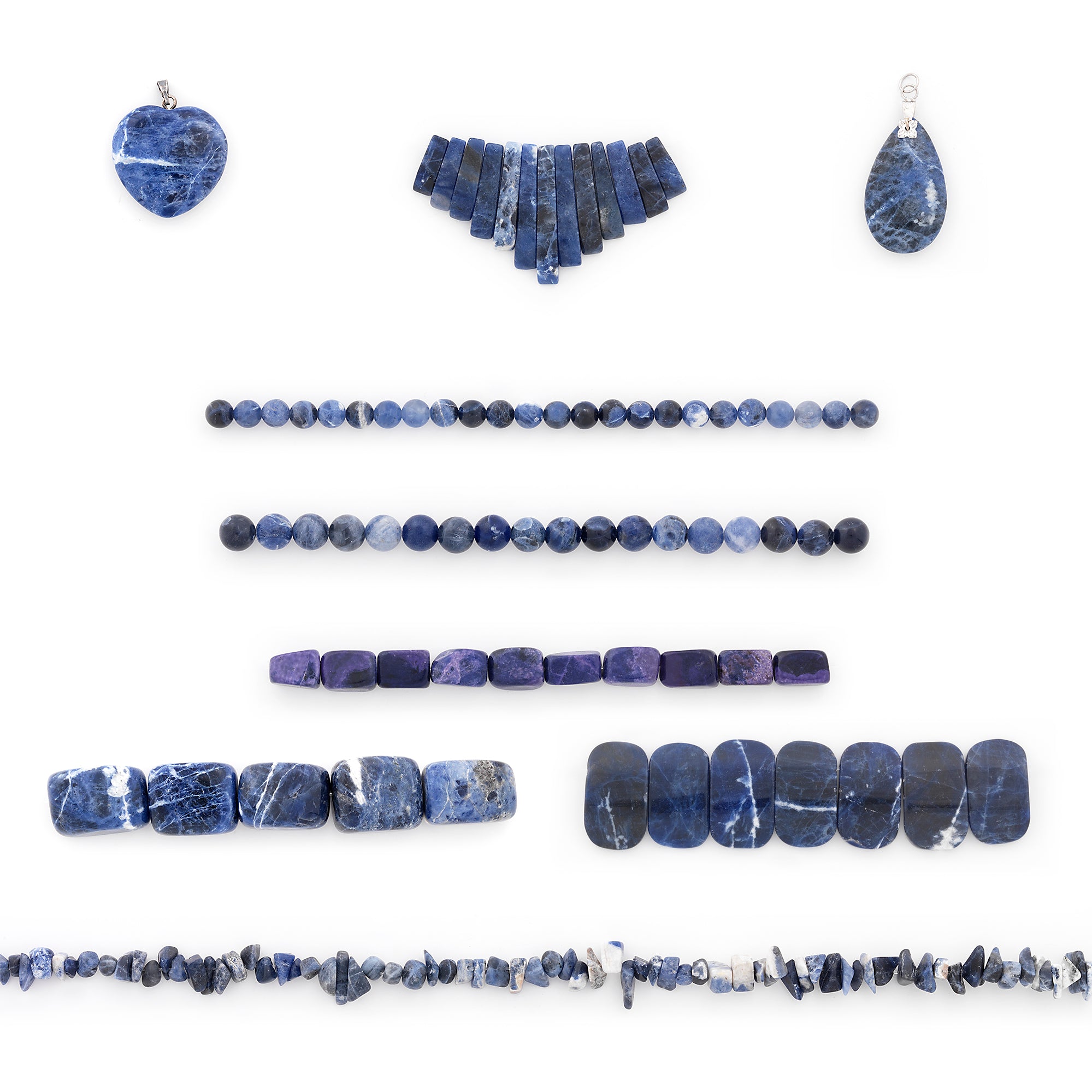 Sodalite Natural Gemstone Beads and Pendants Collection - Value Pack  - Blue