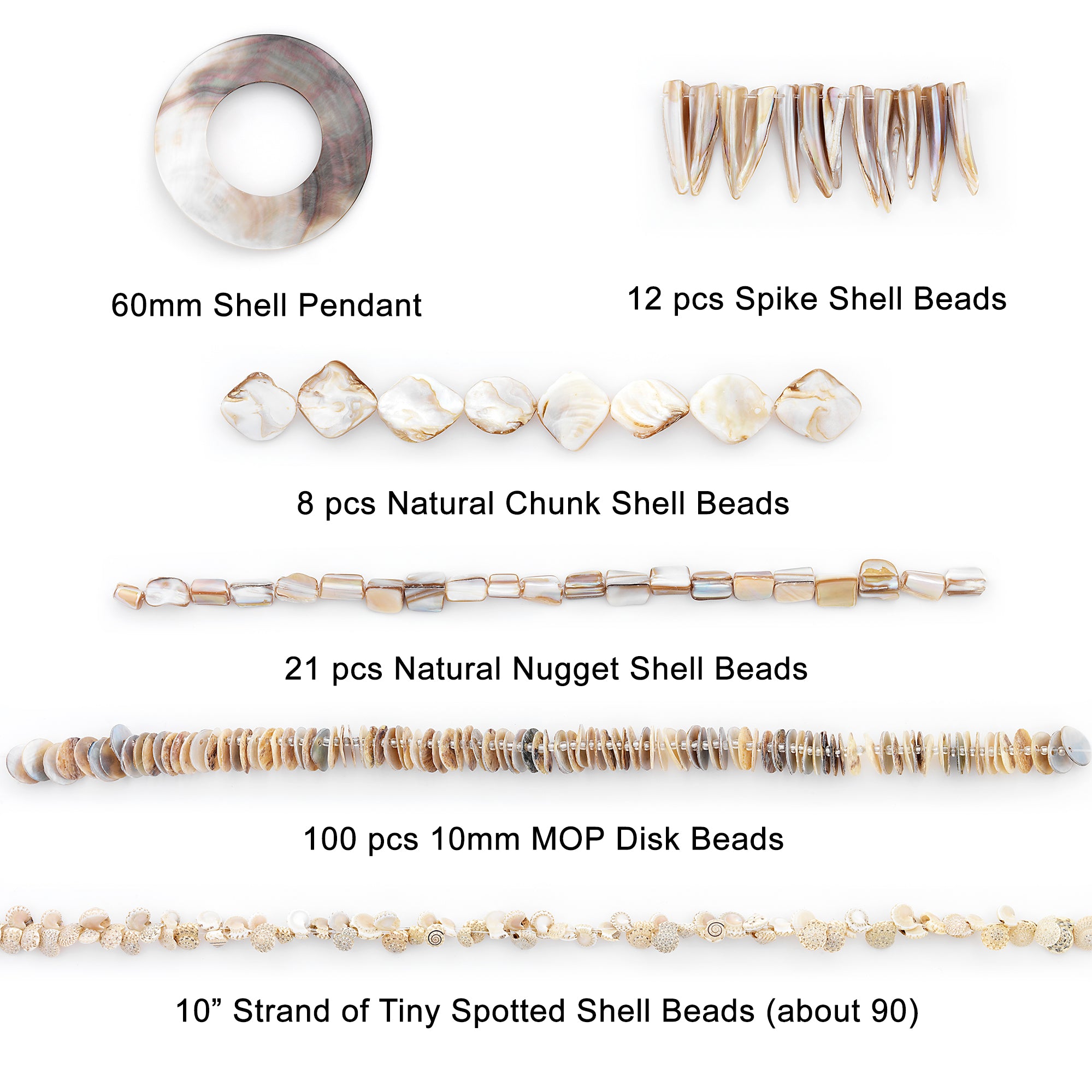 Niamh Collection of Shell Beads Value Pack   - Gray