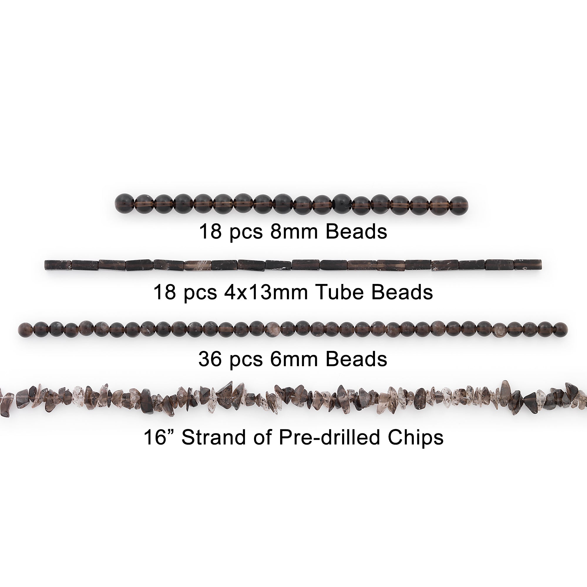 Smoky Quartz Natiral Gemstone Beads Collection Value Pack  - Dark Brown