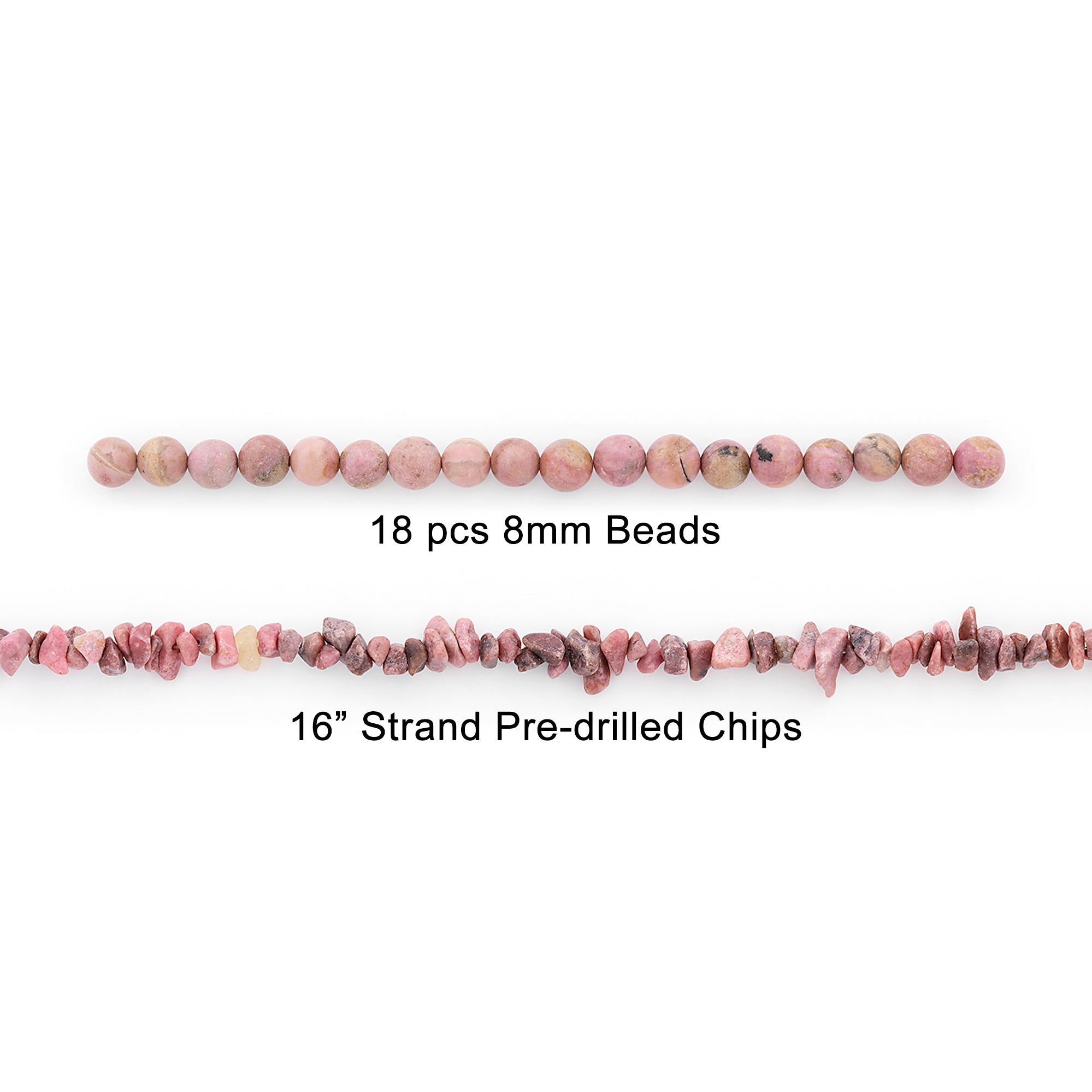 Rhodonite Natural Gemstone Beads Collection Value Pack  - Pink