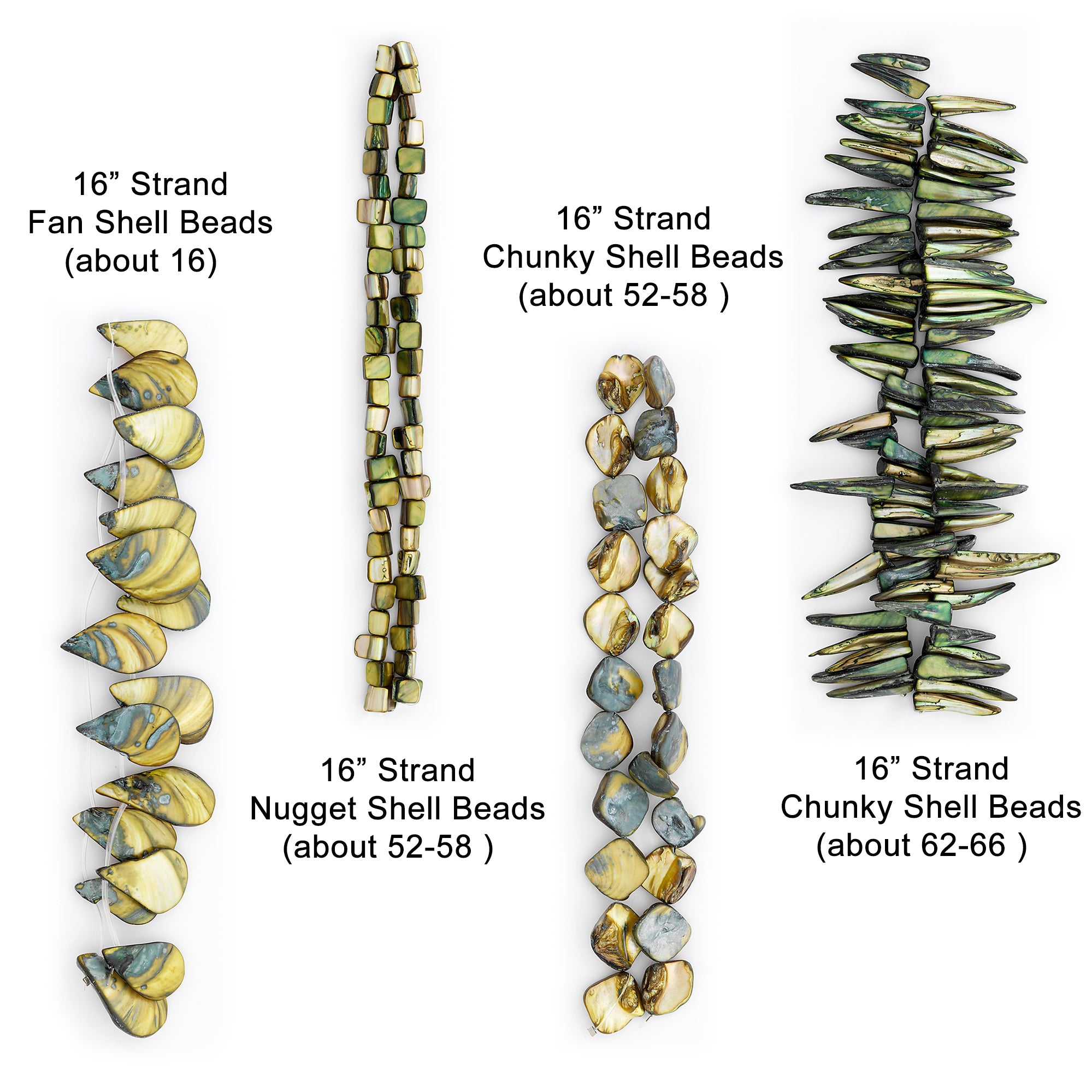 Clementine Sea Shell Beads Collection Value Pack |  Olive  - Green