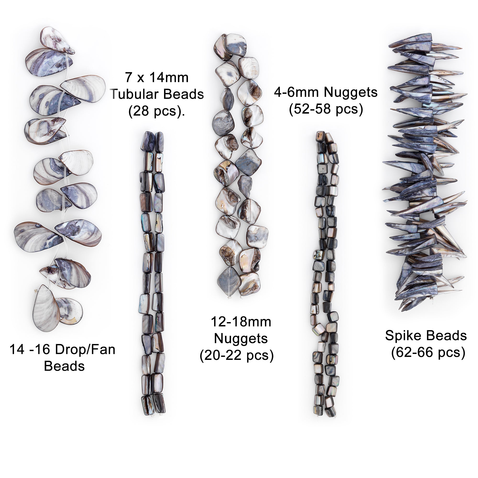 Astrid Sea Shell Beads Collection Value Pack |  Gray