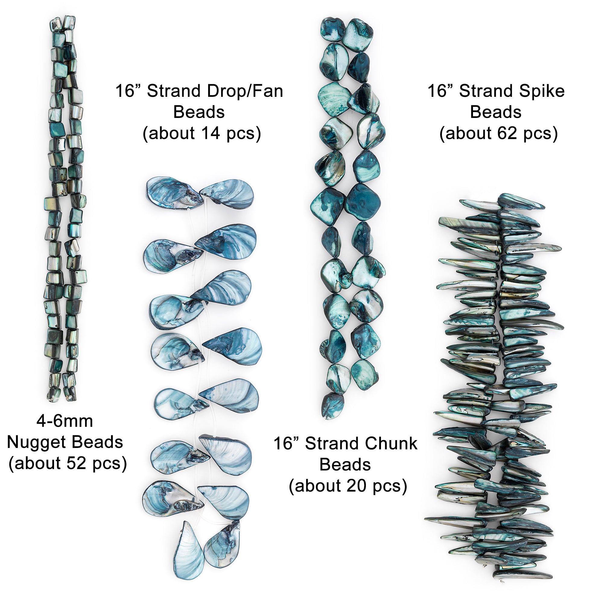 Persephone Sea Shell Beads Collection Value Pack |  Blue