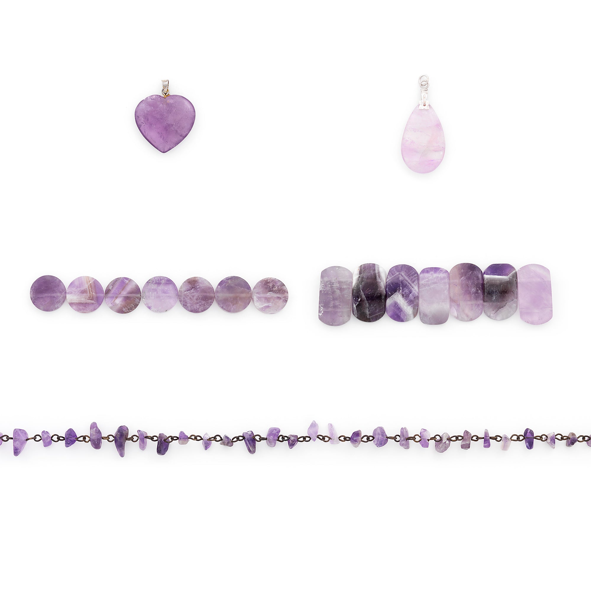 Amethyst Natural Gemstone Beads and Pendants Collection - Value Pack