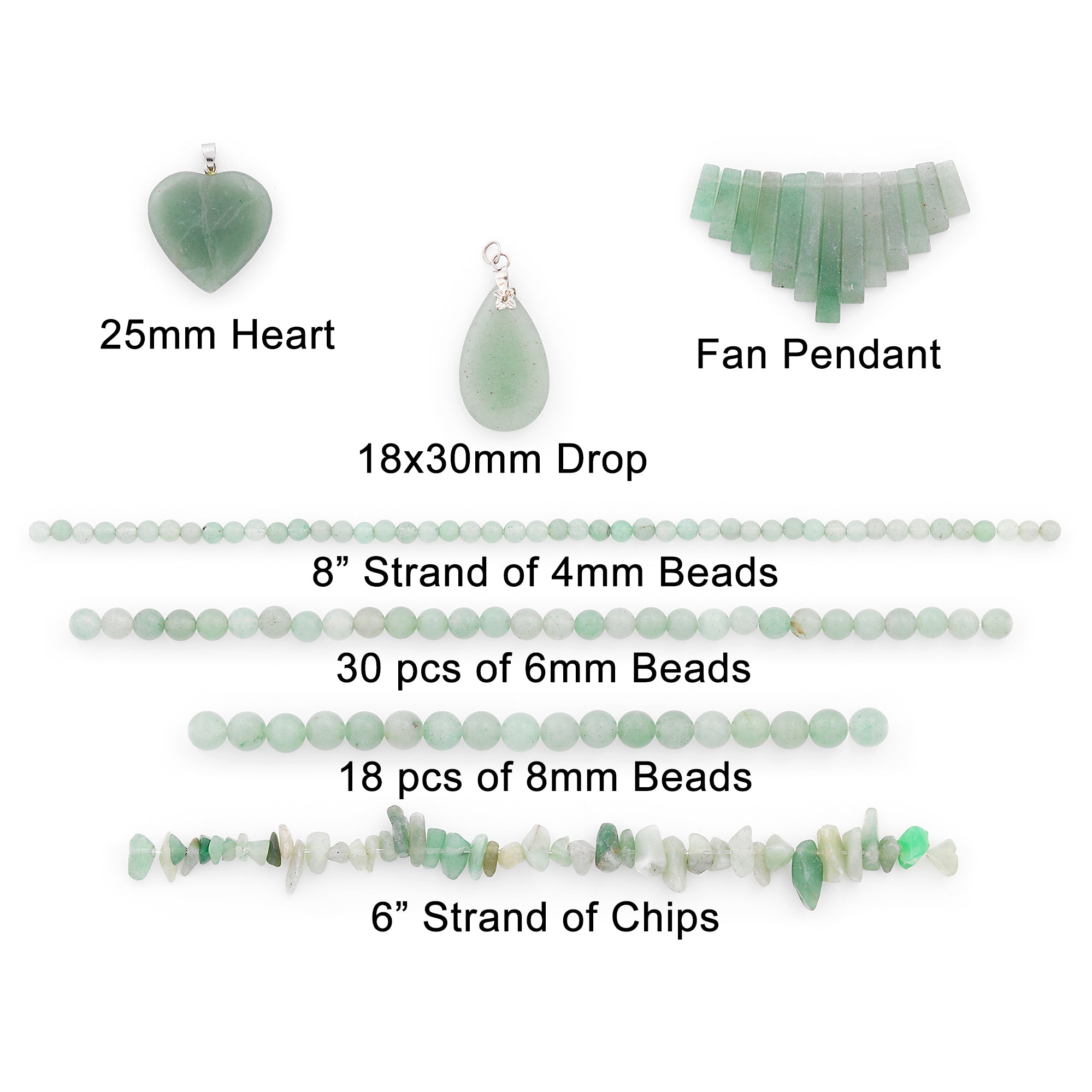 Green Aventurine Natural Gemstone Pendants and Beads Value Pack