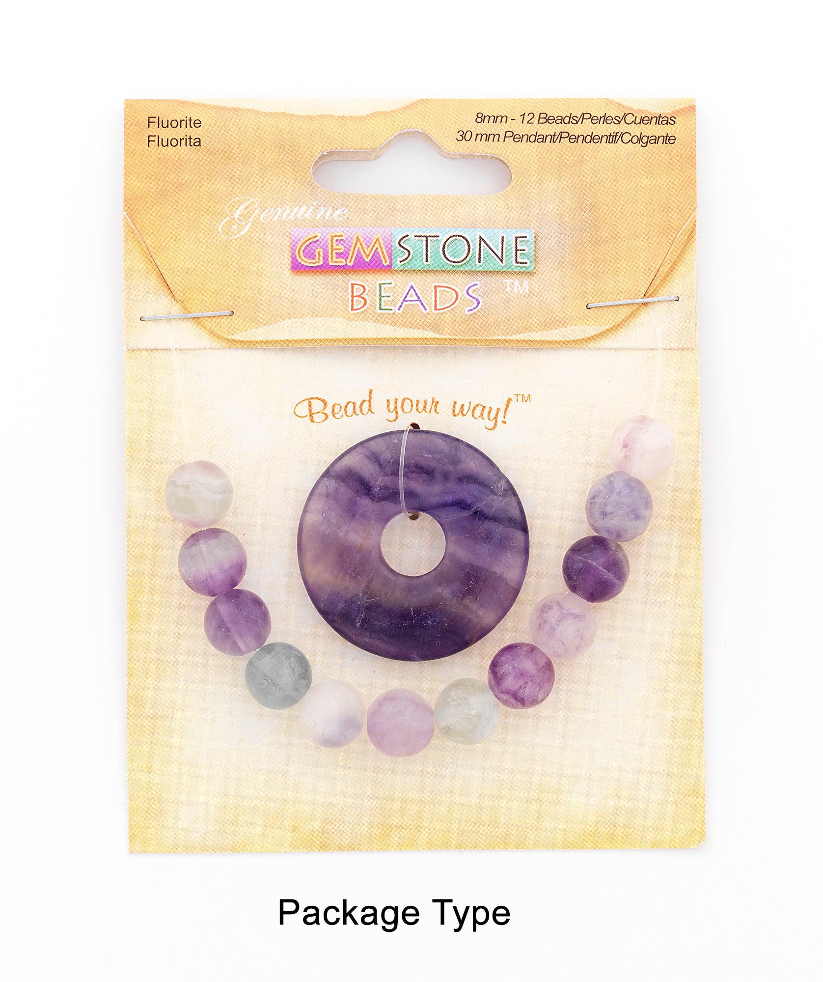 Fluorite Natural Gemstone Beads and Pendant Value Pack Collection  - Purple Multi