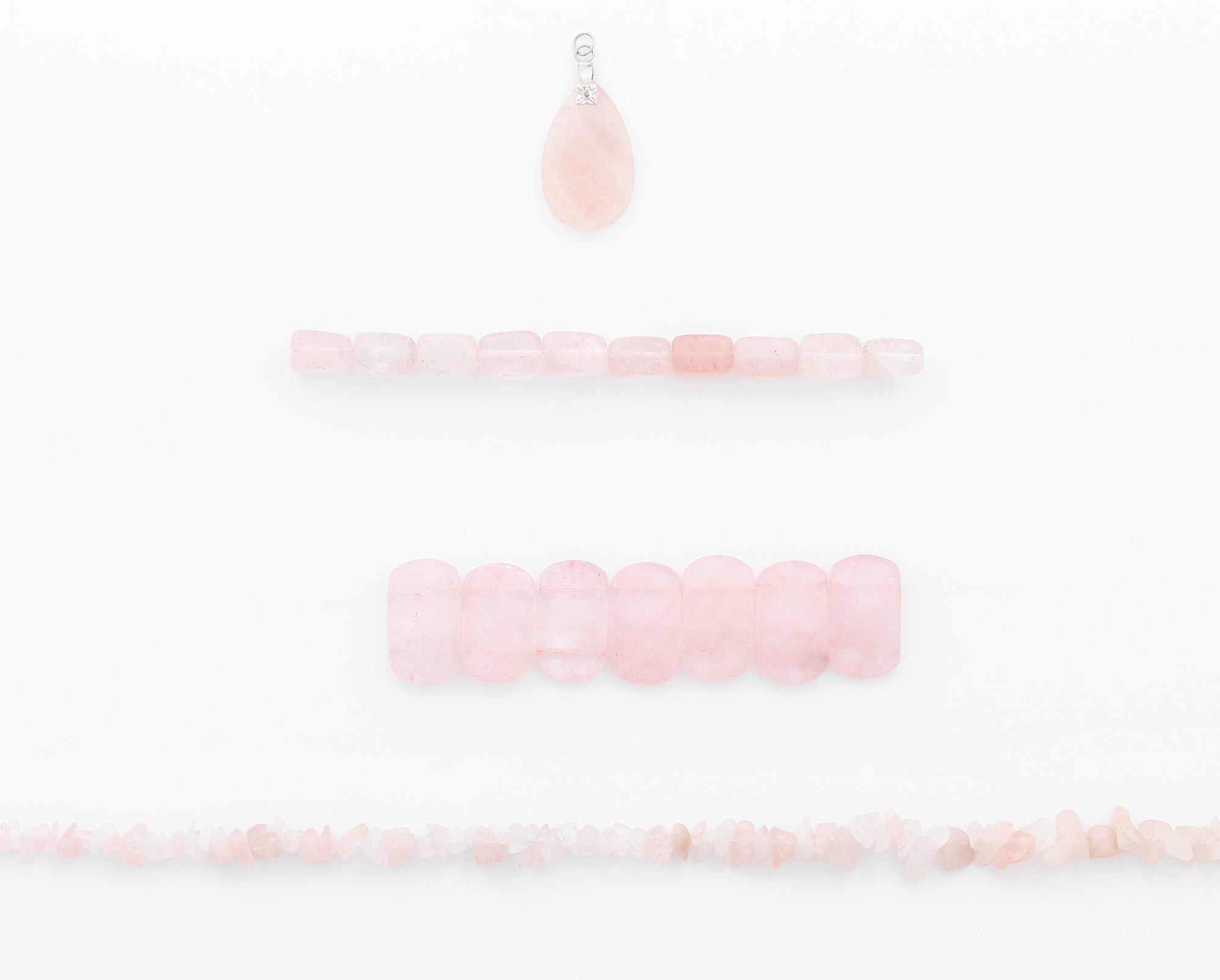 Rose Quartz Natural Gemstone Beads and Pendant Collection Value Pack B