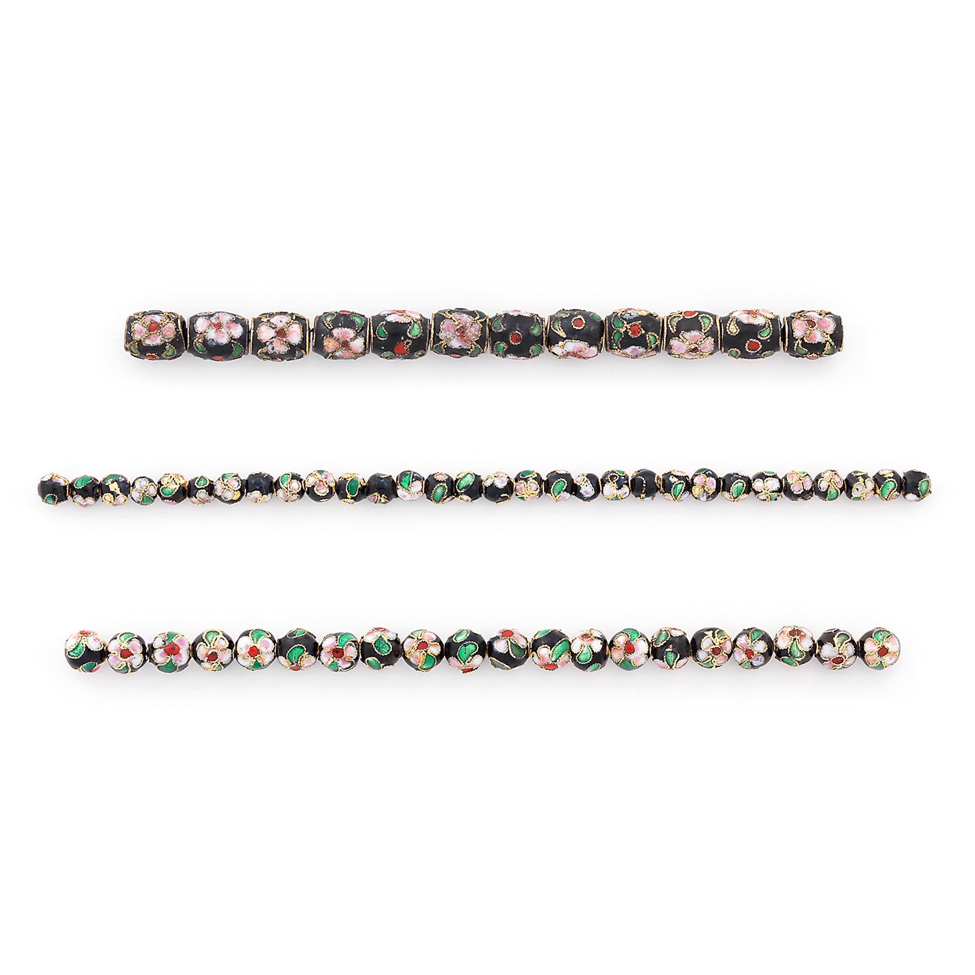 Vintage Hand Painted Classic Black Cloisonne Bead Value Pack