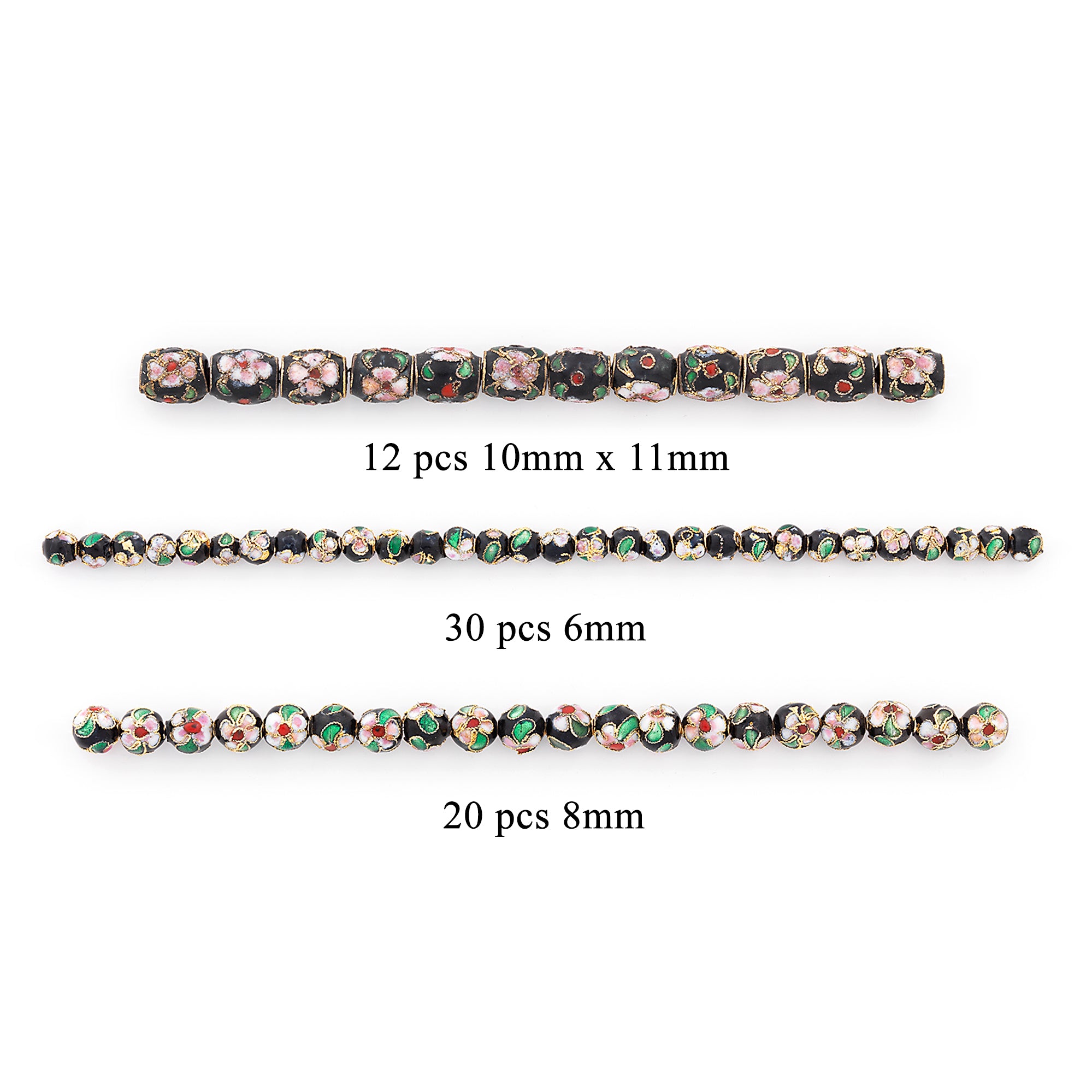 Vintage Hand Painted Classic Black Cloisonne Bead Value Pack