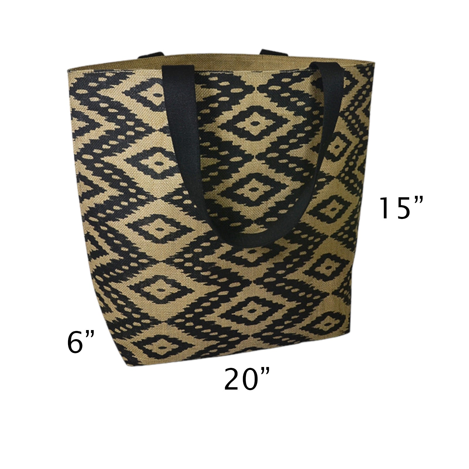 Hawthorn Diamond Aztec Pattern Jute Tote Bag Quilting Essential     - Black/Natural