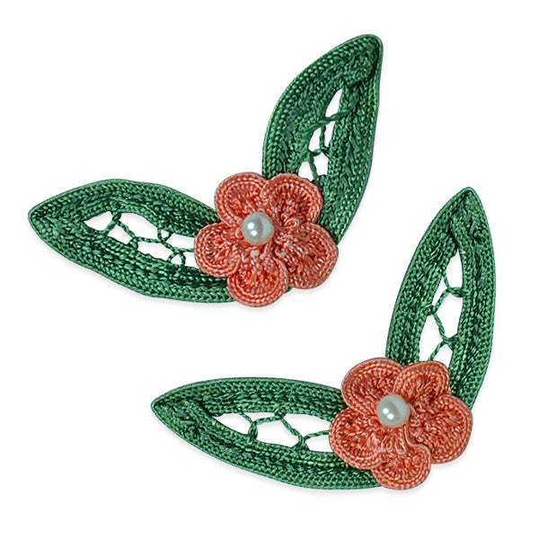 Fleurette with Leaves Applique/Patch Pack of 2