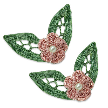 Fleurette with Leaves Applique/Patch Pack of 2