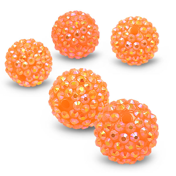 20mm Resin rhinestone beads   - Orange  Aurora Borealis