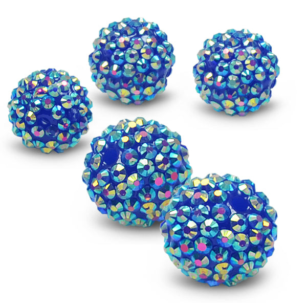 20mm Resin rhinestone beads   - Blue  Aurora Borealis