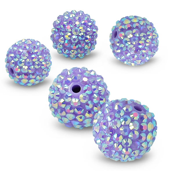 20mm Resin rhinestone beads    - Purple  Aurora Borealis