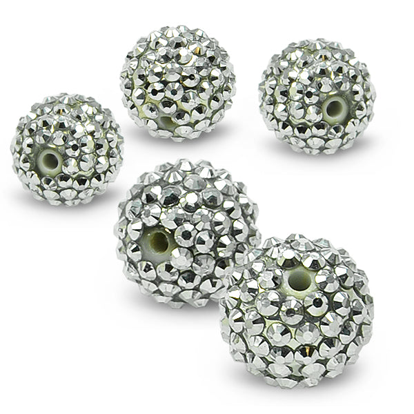 20mm Resin rhinestone beads    - Silver