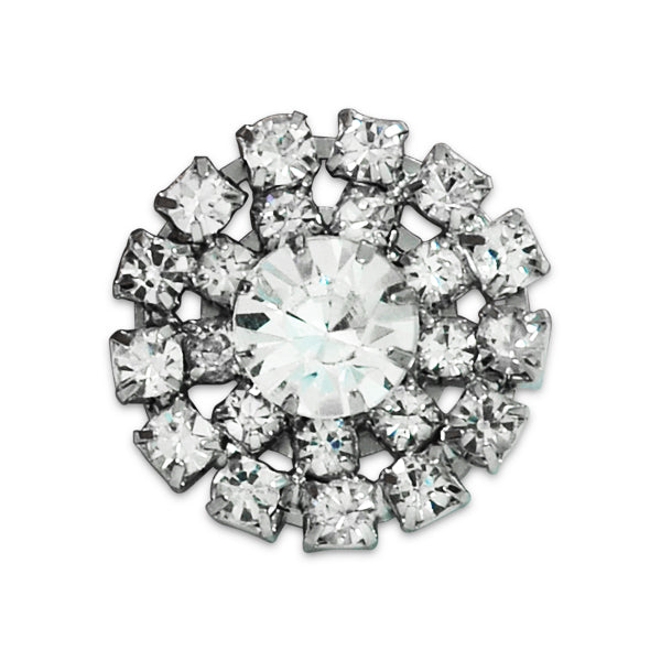 19mm Round Starburst Rhinestone Button  - Crystal