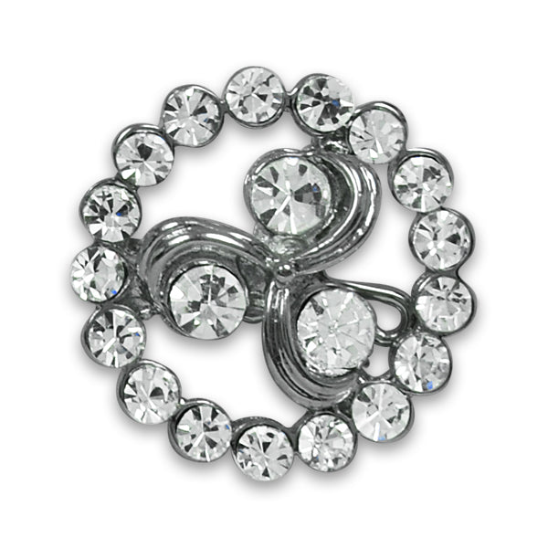 1" Round Swirl Rhinestone Button   - Crystal