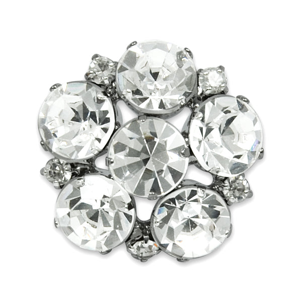 Rosette Rhinestone Button 7/8"  - Crystal