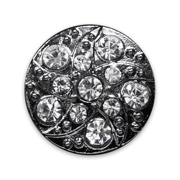 1" Rhinestone Settings Round Swirl Button  - Gunmetal