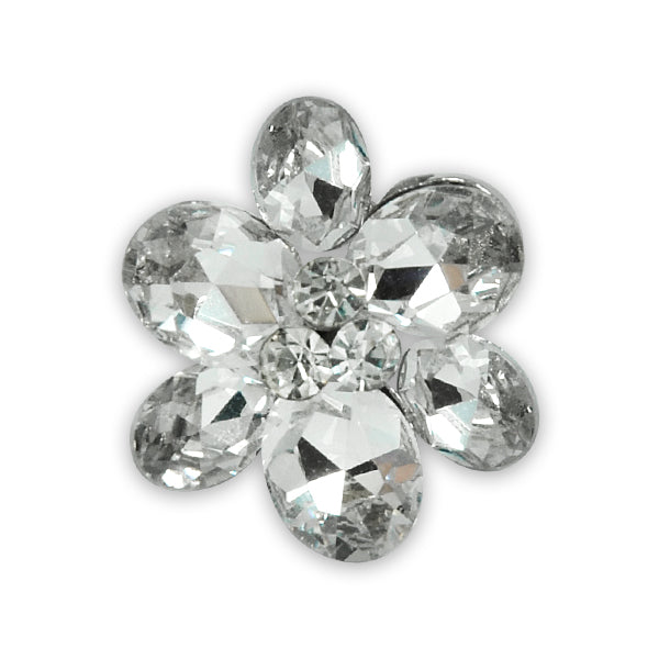 1" Rhinestone Flower Bud Button   - Crystal