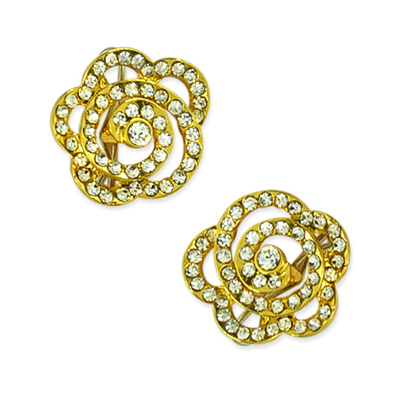 Rhinestone Rose Button - 2 Pack  - Crystal