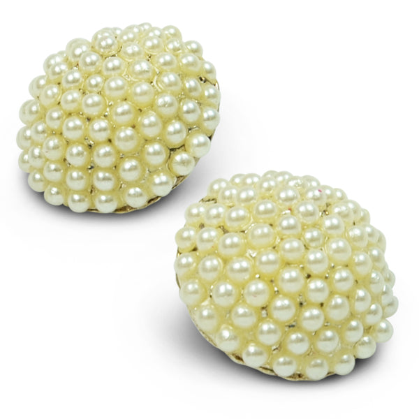 White Pearl Button With Silver Plating 2 PK