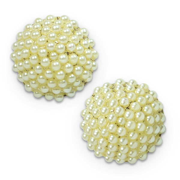 White Pearl Button With Silver Plating 2 PK