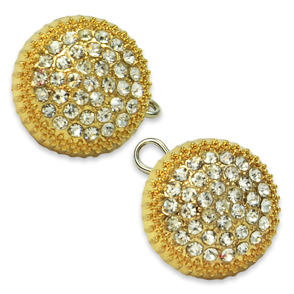 17mm Strass Button Gold Plated - 2 PK